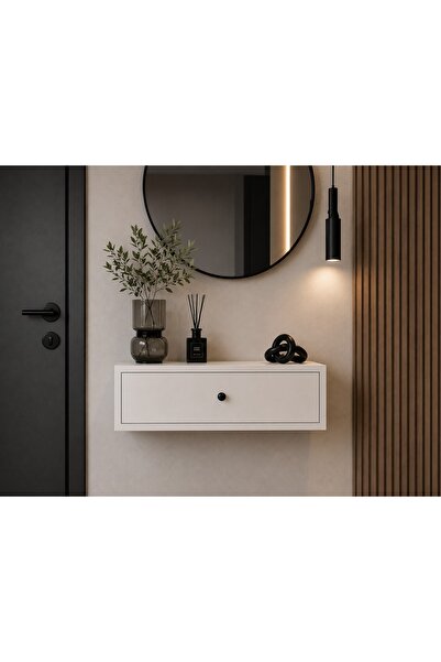 AVEVA HOME LALL Beyaz Kapaklı Dresuar 60 CM Salon Antre Hol Oturma Odası Askı...