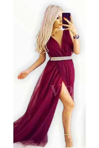 Woman's Fashion Μάξι φόρεμα για γάμο / βάπτιση μπορντό