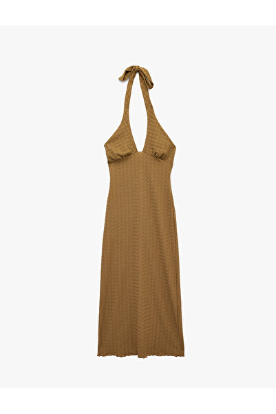 Koton Bürümcük Kumaş Dokulu Slim Fit Boyundan Bağlama Detaylı Derin V Yaka Mi...