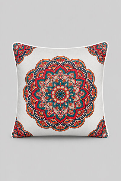 LUX VIE Decorative Mandala Patterned Piping Raschel Knitted Velvet Woven Thro...