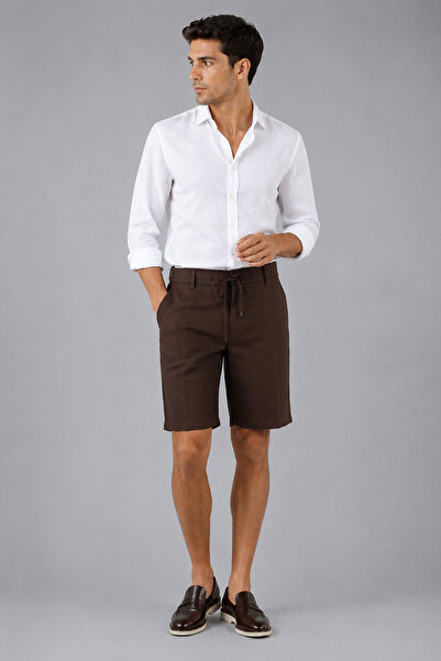 Bisse Brown Bermuda Elastic Drawstring Shorts