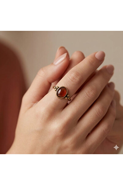 Hedea Grape Seed Real Natural Stone Adjustable Bronze Cinnamon Women's Ring