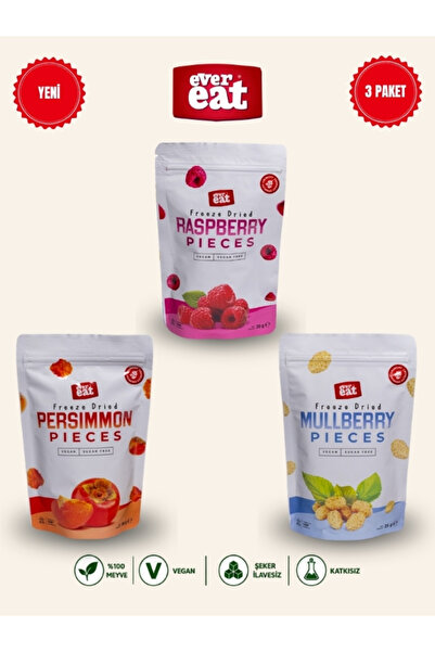EverEat Raspberry-Date-Goji Berry Freeze Dry Fruit Chips 3-Pack Natural Snack
