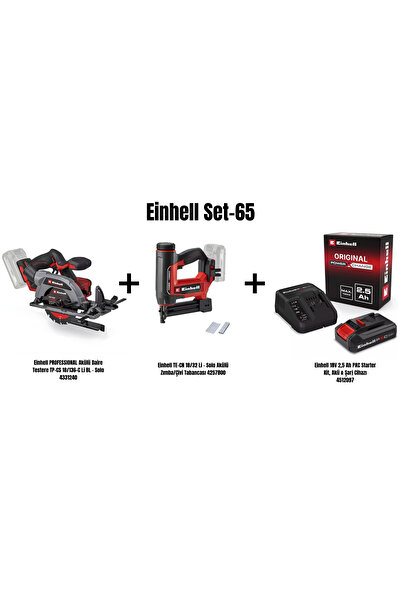 Einhell Set-65(Akülü Daire Testere 18/136+18/32 Akülü Çivi Tab+18V 2,5 Ah Akü...