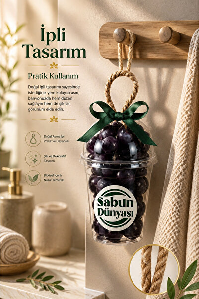 sabundünyası Black Magic Grape Bunch Soap 250 Gr, Stringed Herbal Olive Oil S...