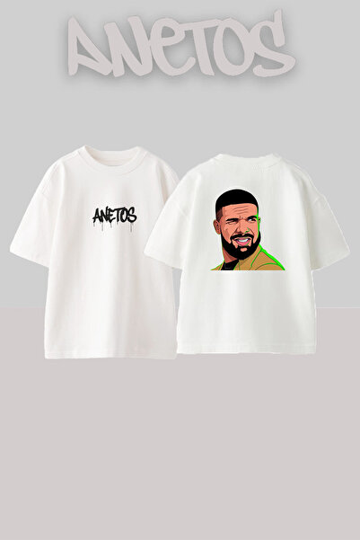 Anetos Drake_26 Design Printed Unisex Oversize White Tshirt
