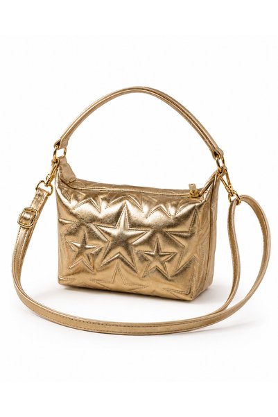 Nura Collection Nova Star Pattern Women's Hand and Shoulder Bag - Gold