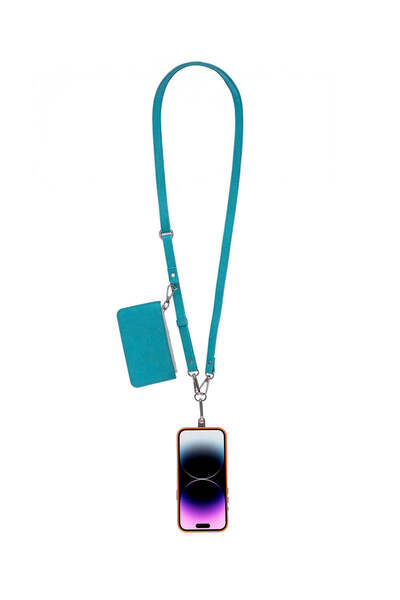 BloominBag LÉONA Lagoon Turquoise Telefon Askısı ve Kartlıklı Cüzdan Seti