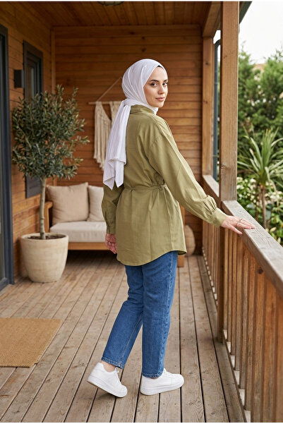 PALME D'OR Women's Belted Hijab Shirt Kupra Look Tunic