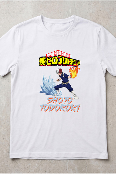 Silkensoul My Hero Academia Todoroki Anime Printed Standard Cut Unisex Tshirt
