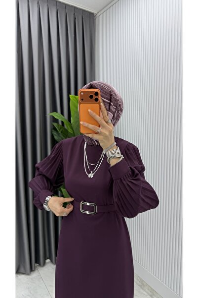 TARZ-I HAS BUTİK Mürdüm Nisa Elbise Tesettür Giyim