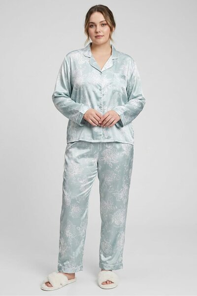 JASON WU Women 2 Pieces Floral Print Long Sleeve Shirt With Pants Sleepwear S...