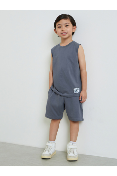 Styli Kids Grey Sleeveless T-Shirt and Shorts Set