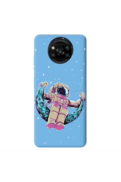 Other Xiaomi Poco X3 /X3 Pro Astronaut swinging on the moon Blue Colored Sili...