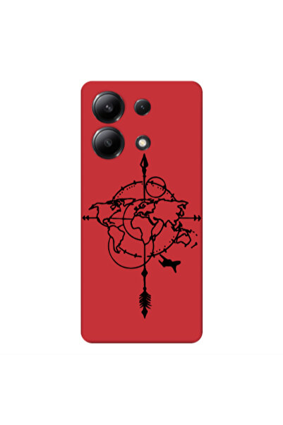 Other Xiaomi Redmi Note 13 4G Old Map Red Colored Silicone TPU Θήκη