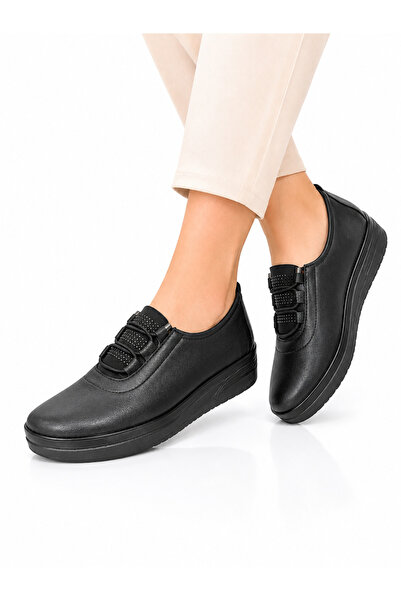 SPOKEN Ayakkabı & Kemer Women's Orthopedic Rubber Sole Comfortable Black Dail...