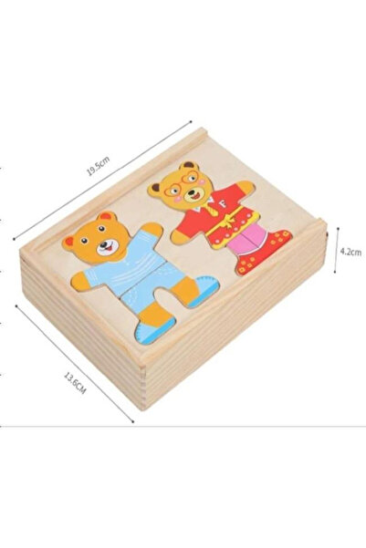 OEM Puzzle din lemn Merkpol, Ubieranka Misie, cu piese de imbracat, cutie din...