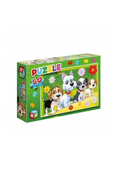 Multigra Puzzle pentru copii Multigra, Catei si flori, 60 Piese, Multicolor