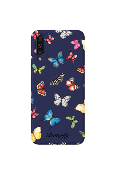 Other Samsung A70 Mixed Butterflys Dark blue Colored Silicone TPU Θήκη
