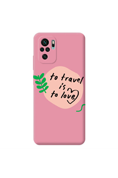 Other Xiaomi Redmi Note 10S To Travel is to Love Pink Colored Silicone TPU Θήκη