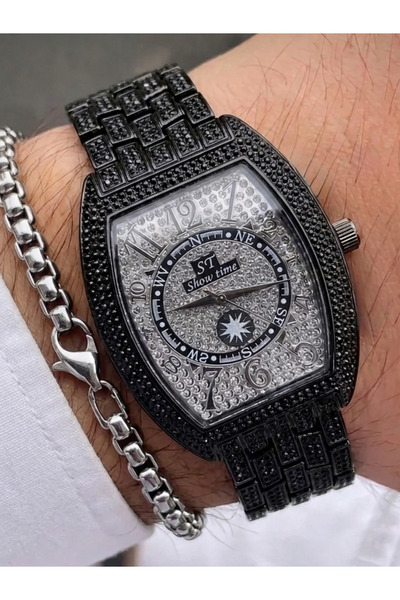 Ferronucci Men's Stone Embellished Steel Wristwatch |   Luxury Quartz Men's W...