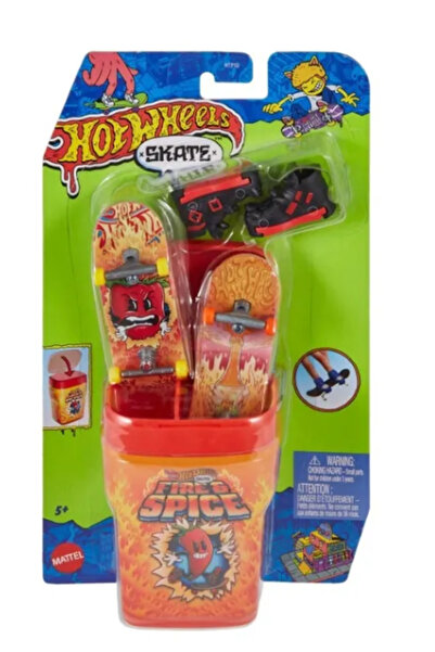 OEM Set figurine Mattel HW Skate Skatebox Fire&Spice, 2 fingerboard-uri, 10cm...