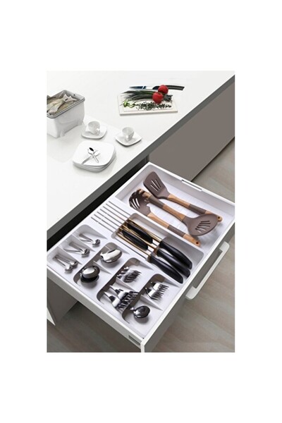 Empressco Maxi Adjustable Sliding Drawer Inner Knife and Spoon Holder Organizer