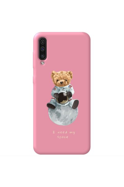 Other Samsung A70 Bear in space Pink Colored Silicone TPU Θήκη