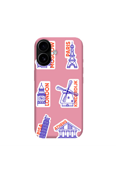 Other Apple Iphone 16 Pisa Athens Pink Colored Silicone TPU Θήκη