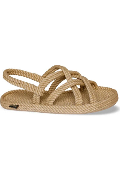 Nomadic Republic Bodrum Women's Handmade Rope Drawstring Straw Sandals Beige