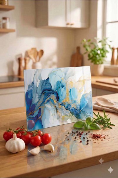 wudie Kitchen Countertop Protector and Decorative Heat-Resistant Tempered Glass Cutting Board