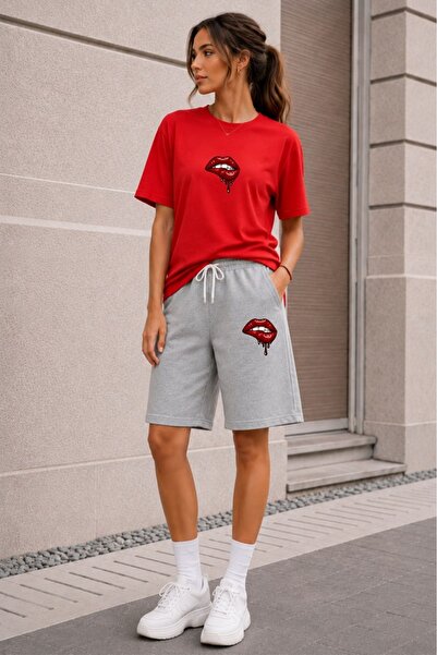 orwen life est. 2022 Oversize Women's Shorts Set Crew Neck Short Sleeve T-Shi...
