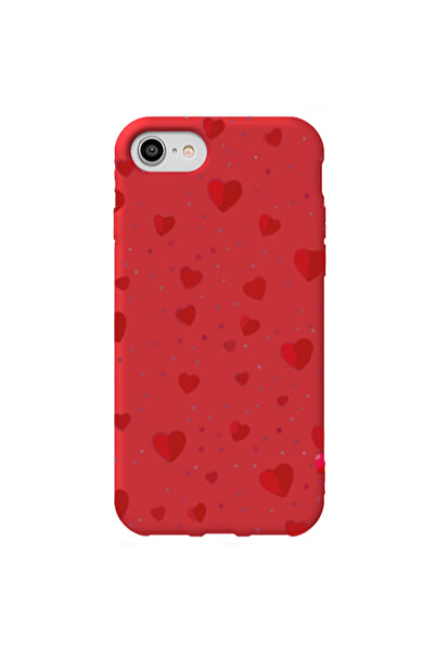 Other Apple iPhone 7 Dot hearts Red Colored Silicone TPU Θήκη