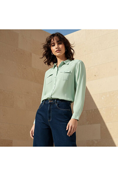 DNM Regular Fit Lyocell Denim Shirt with Pockets