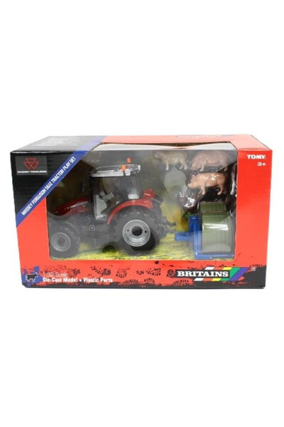 Tomy Set tractor Britains Massey Ferguson 5612, scara 1:32, die-cast si parti...