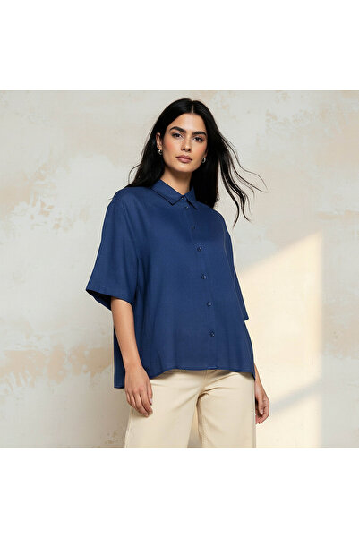 FAV Linen Blend Shirt with Short Sleeves
