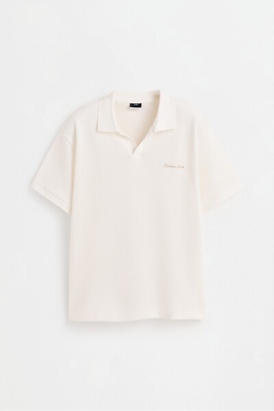 LEFTIES İşlemeli dokulu polo yaka t-shirt