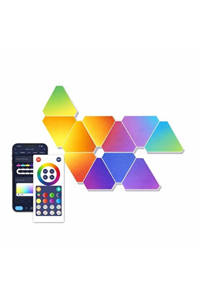NEXTLY Set de 6 lămpi LED de perete triunghiulare RGB-IC, aplicație Tuya, con...