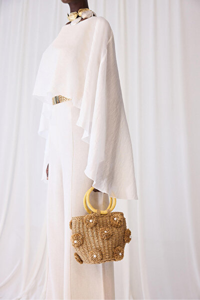 Touché Privé Pearl-Detail Wicker Bag