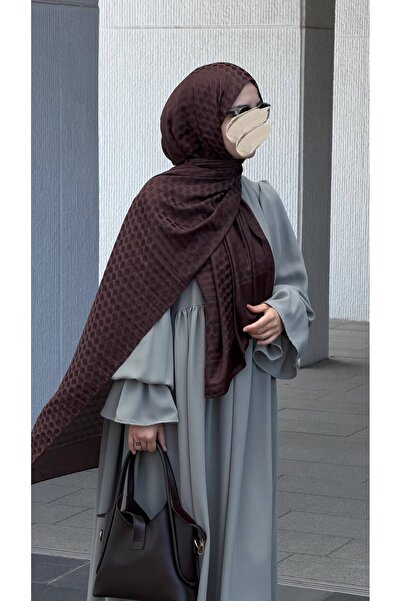Qalortex Scarf Σάλι ζακάρ από βαμβάκι υψηλής ποιότητας - Καφέ Ανοιχτό Καφέ