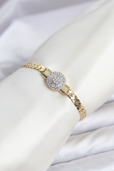 deluxe takı ve giyim Ezme Chain Model Zircon Stone Vip Series Women's Bracelet