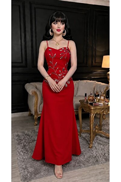 MILANORA Evening Dress Red Color