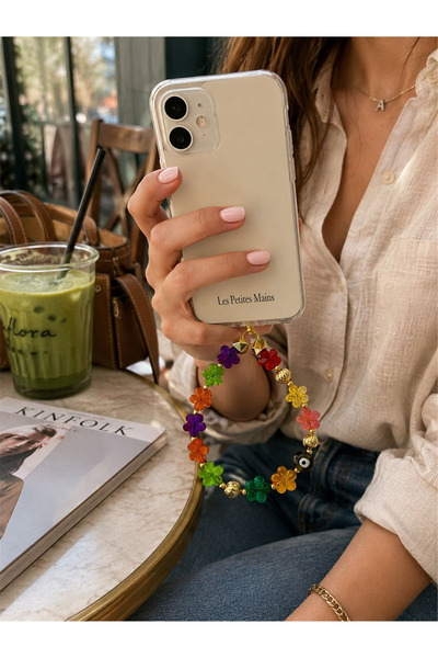 Les Petites Mains Iconic Rengarenk Çiçekli Nazar Boncuklu Telefon Askısı, Bon...