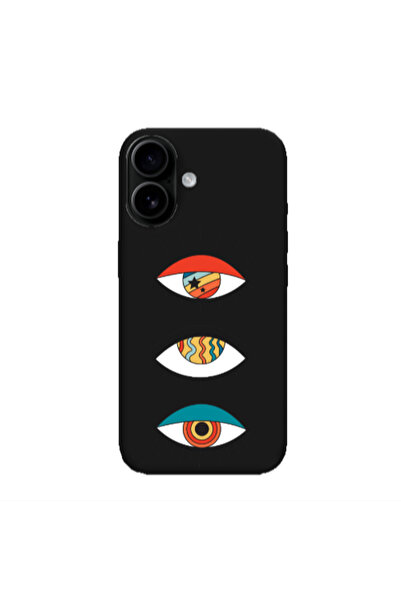 Other Apple Iphone 16 plus 3 different eyes Black Colored Silicone TPU Θήκη