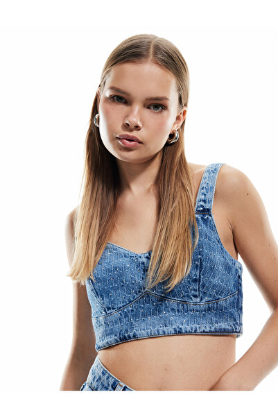 Koton Sweetheart Neck Crop Blouse