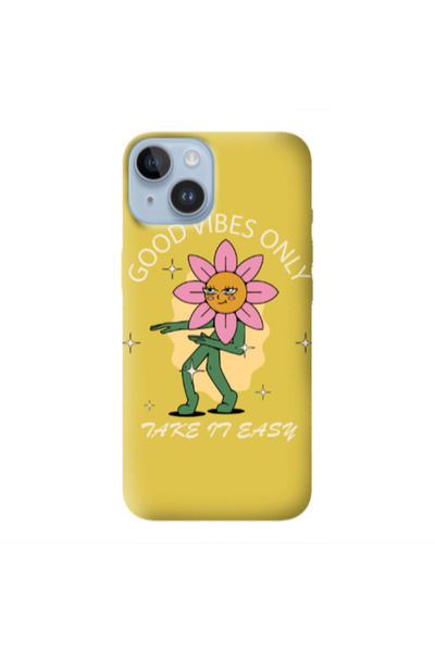 Other Apple iPhone 14 Plus Good Vibes Only Yellow Colored Silicone TPU Θήκη