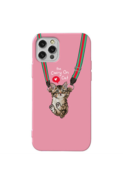 Other Apple iPhone 13 Pro Swinging cat Pink Colored Silicone TPU Θήκη