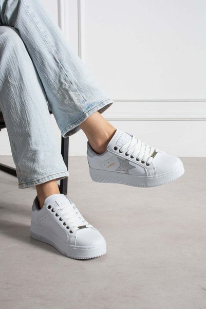 L.A Polo Beyaz Gümüş Kadın Sneaker