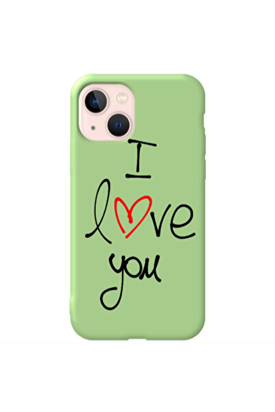 Other Apple iPhone 13 i love you Light Green Colored Silicone TPU Θήκη