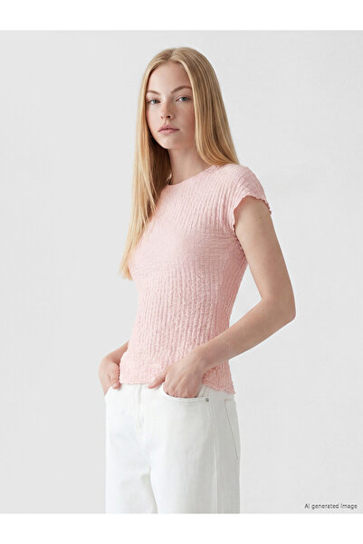 LC Waikiki Peak New Season Crew Neck Textured Blouse